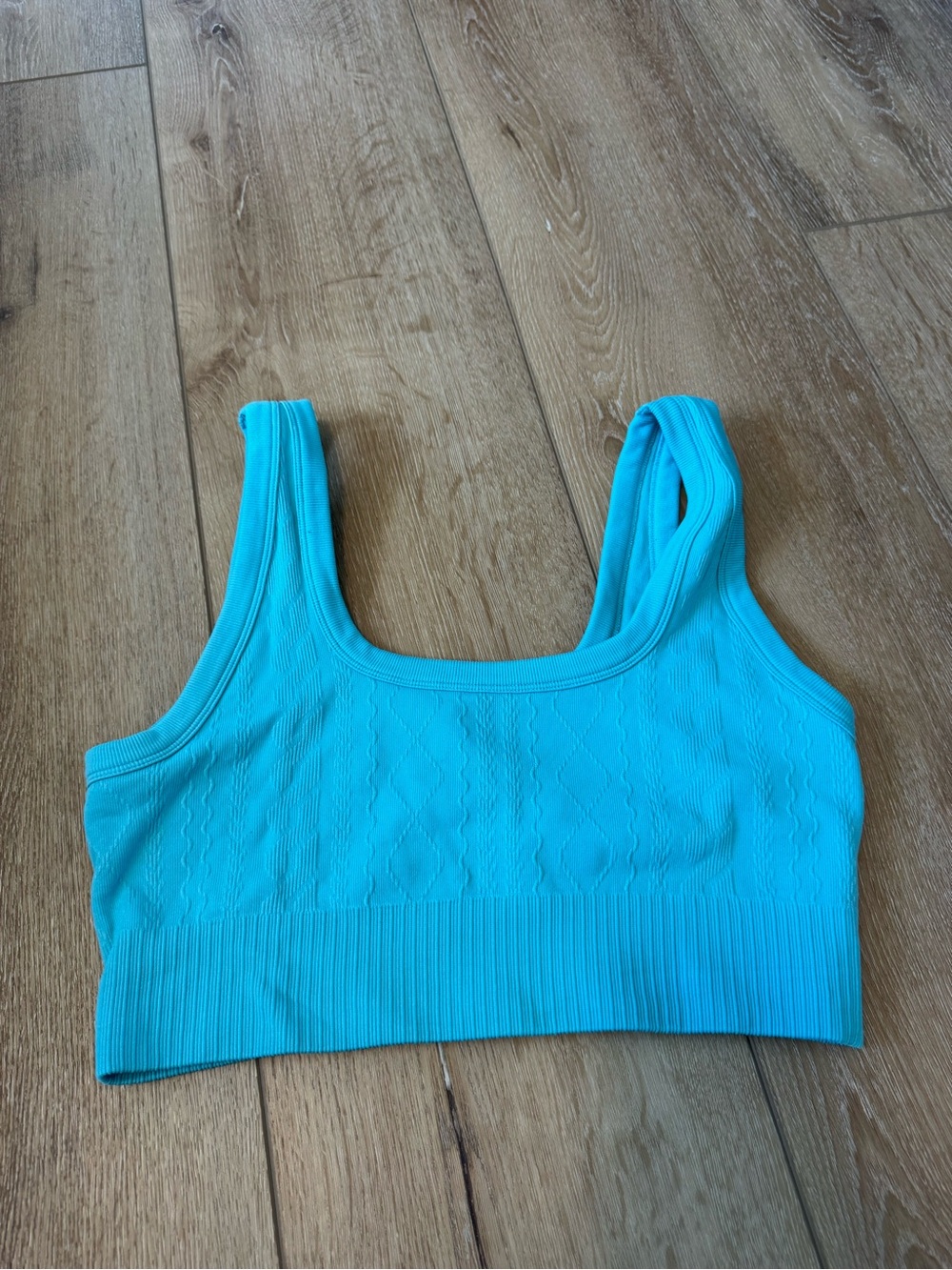 JoyLab Seamless Cable Knit Sports Bra in Sky Blue size Large